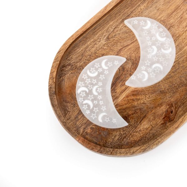 Selenite Moon and Stars Patterned Plate