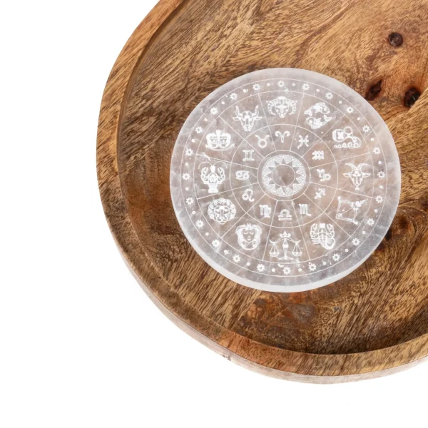 Selenite Zodiac Etched Charging Plate